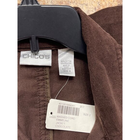 Chicos Corduroy  Front Pockets Jacket in  Chocolate Brown Size 2 / US L - Picture 6 of 8